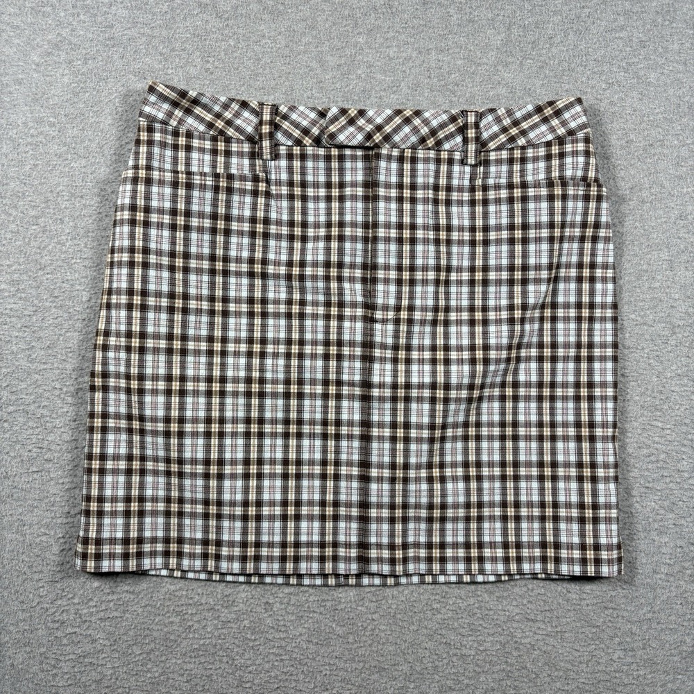 Vintage Y2K Gap Plaid Mini Skirt Womens 10 Brown Blue Checked Academic Grunge